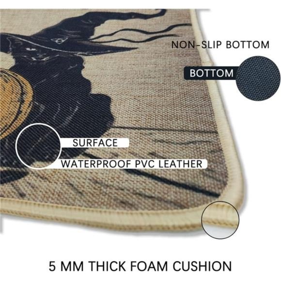 Set of 2; Halloween Decorative Kitchen Mats - Cute Pumpkin Ghost Cat Decor Rug - Picture 5 of 7